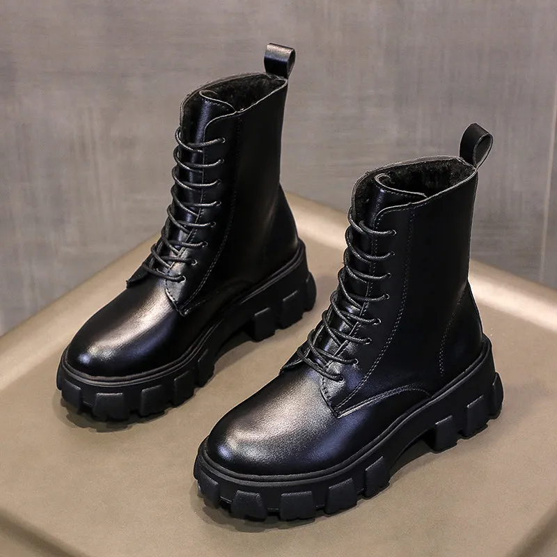Funki Buys | Boots | Women's Lace-up Chunky Combat Boots