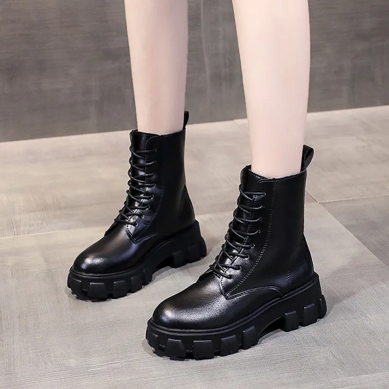 Funki Buys | Boots | Women's Lace-up Chunky Combat Boots