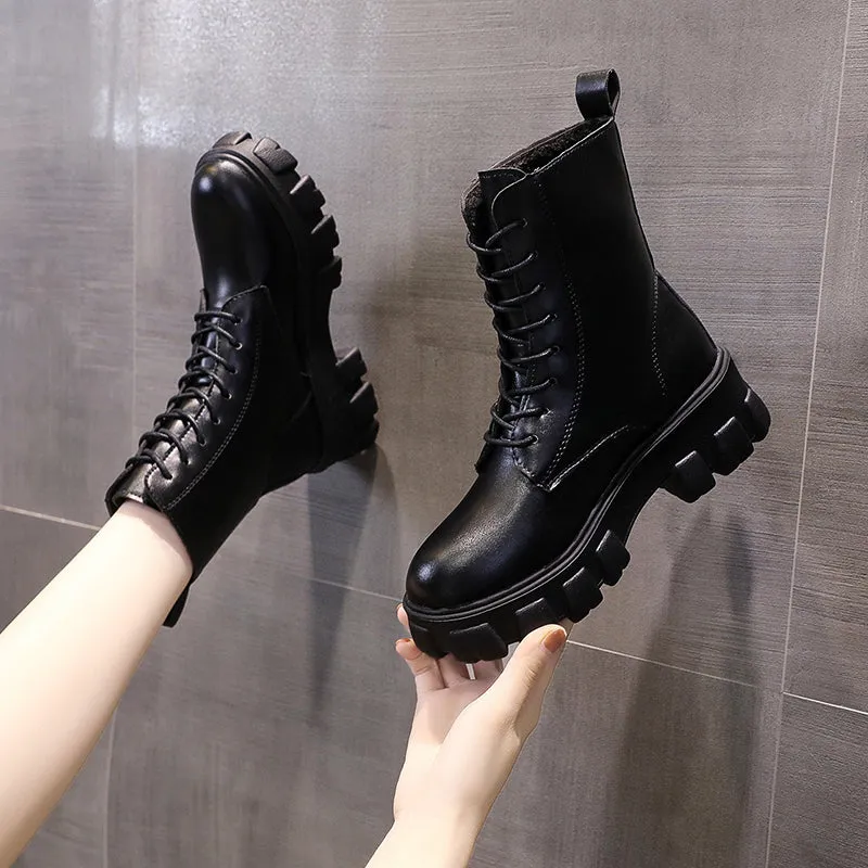 Funki Buys | Boots | Women's Lace-up Chunky Combat Boots