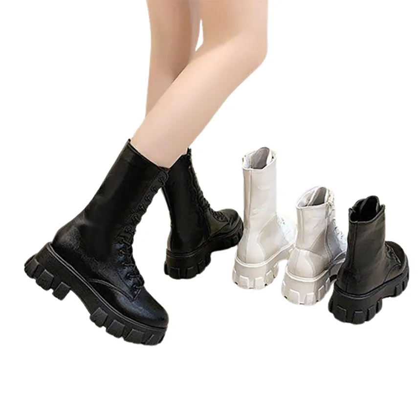 Funki Buys | Boots | Women's Lace-up Chunky Combat Boots