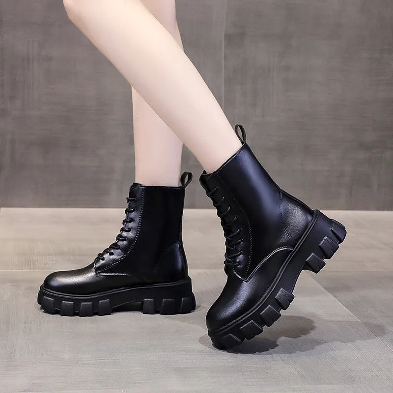 Funki Buys | Boots | Women's Lace-up Chunky Combat Boots