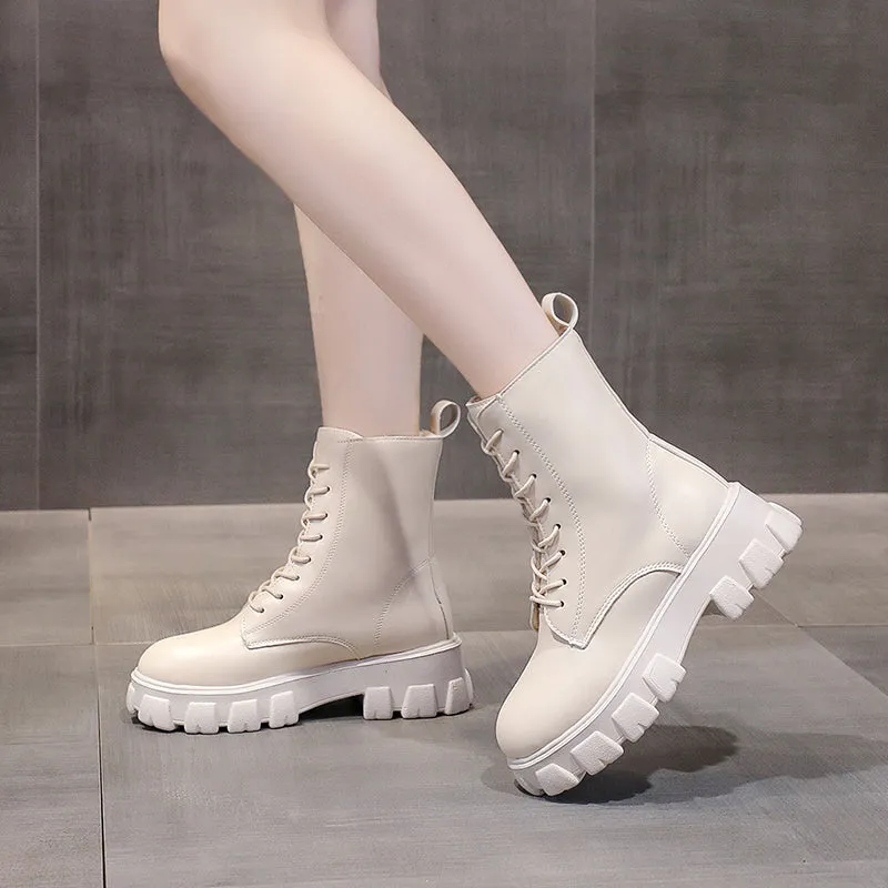 Funki Buys | Boots | Women's Lace-up Chunky Combat Boots