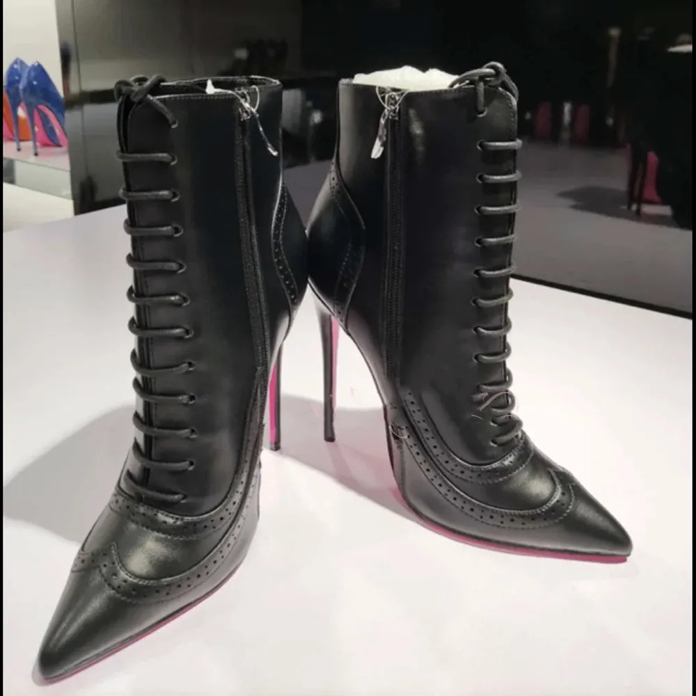 Funki Buys | Boots | Women's Lace Up Pointy Ankle Boots
