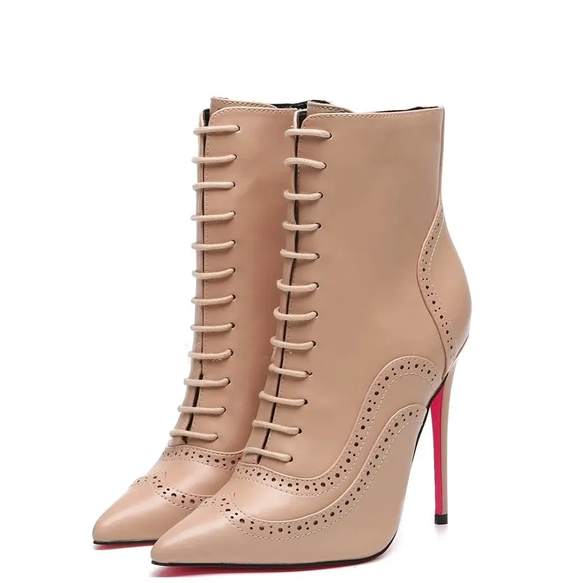 Funki Buys | Boots | Women's Lace Up Pointy Ankle Boots