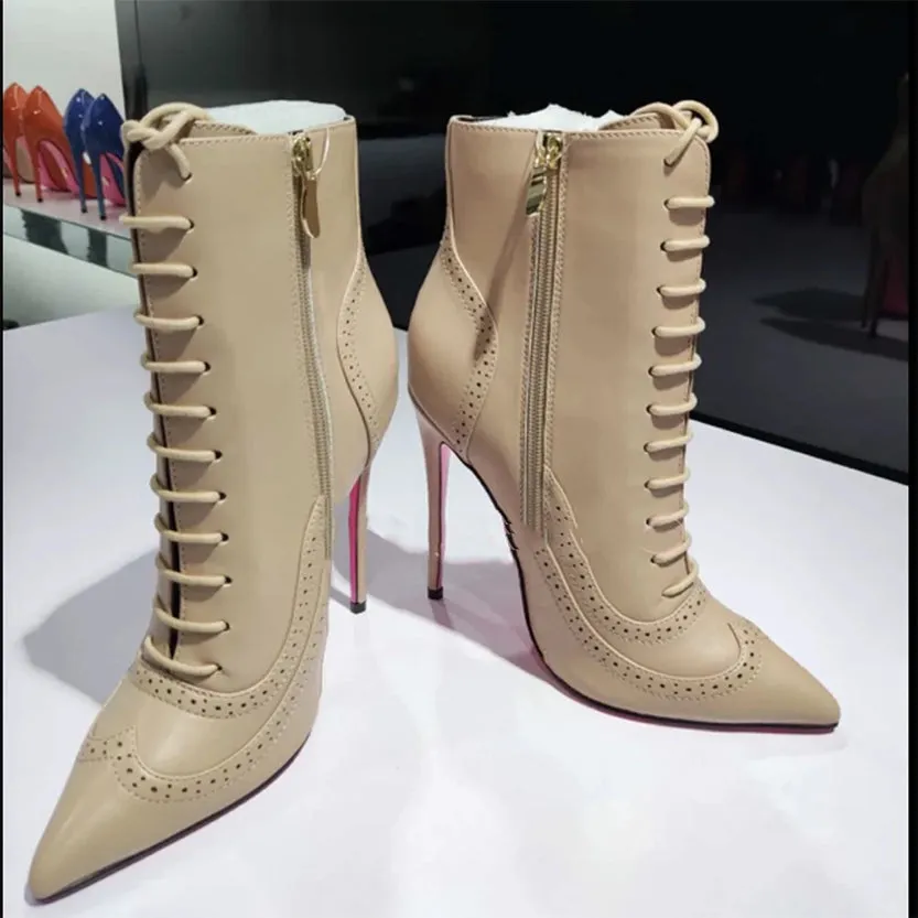Funki Buys | Boots | Women's Lace Up Pointy Ankle Boots