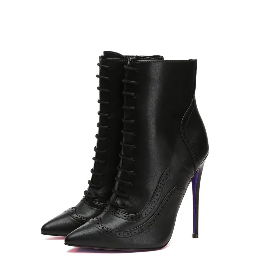 Funki Buys | Boots | Women's Lace Up Pointy Ankle Boots