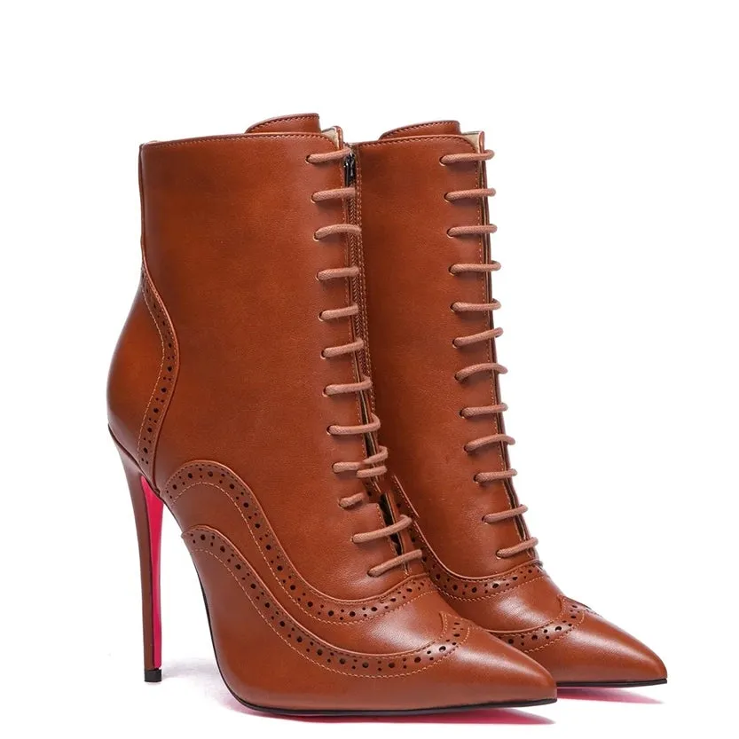Funki Buys | Boots | Women's Lace Up Pointy Ankle Boots