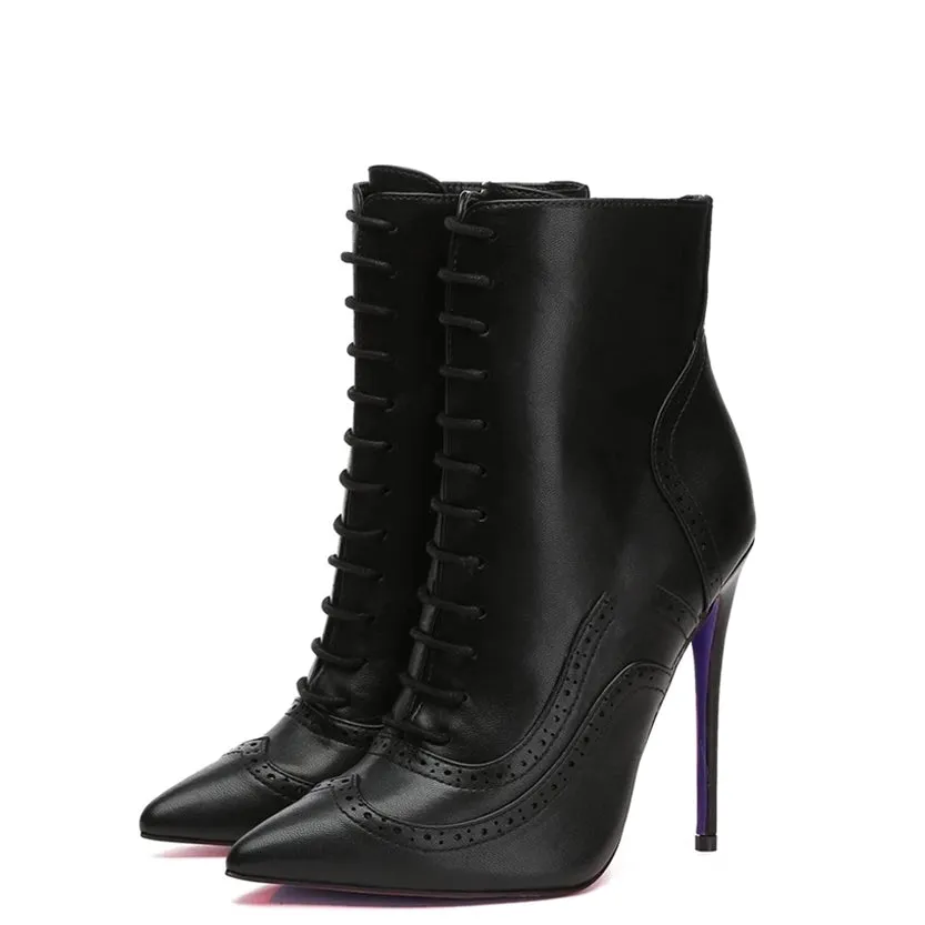 Funki Buys | Boots | Women's Lace Up Pointy Ankle Boots