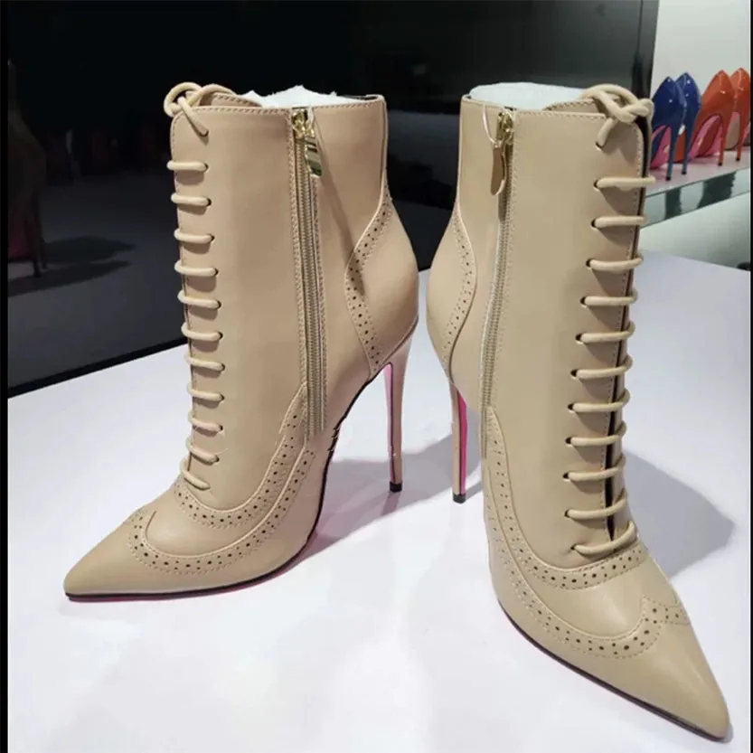 Funki Buys | Boots | Women's Lace Up Pointy Ankle Boots