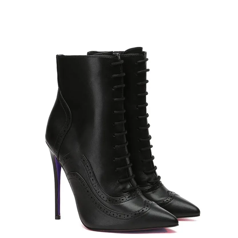 Funki Buys | Boots | Women's Lace Up Pointy Ankle Boots
