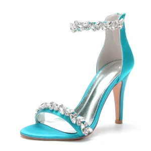 Funki Buys | Shoes | Women's Crystal Strap Satin Prom Stilettos