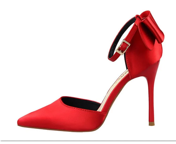 Funki Buys | Shoes | Women's Elegant Silk Bow Stiletto Pumps
