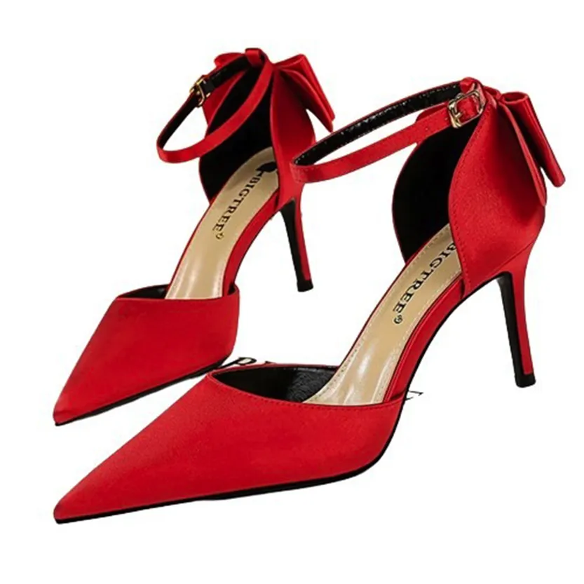 Funki Buys | Shoes | Women's Elegant Silk Bow Stiletto Pumps