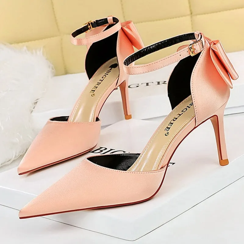 Funki Buys | Shoes | Women's Elegant Silk Bow Stiletto Pumps