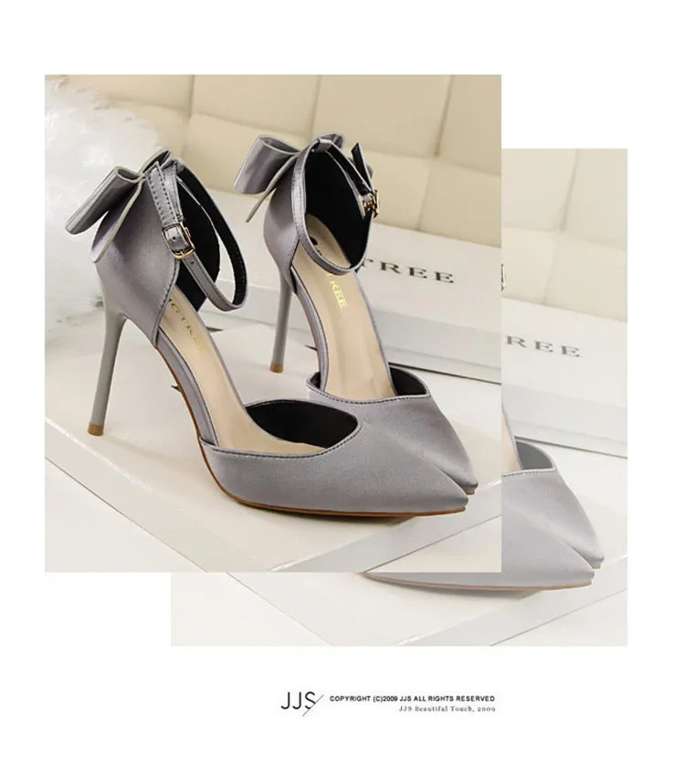Funki Buys | Shoes | Women's Elegant Silk Bow Stiletto Pumps
