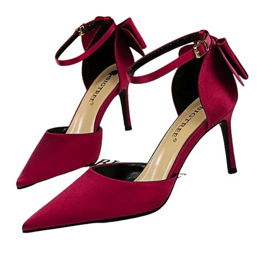 Funki Buys | Shoes | Women's Elegant Silk Bow Stiletto Pumps