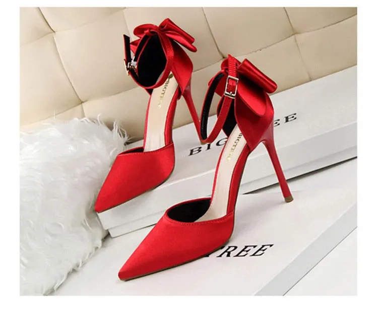 Funki Buys | Shoes | Women's Elegant Silk Bow Stiletto Pumps