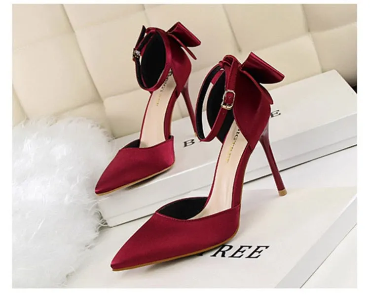 Funki Buys | Shoes | Women's Elegant Silk Bow Stiletto Pumps