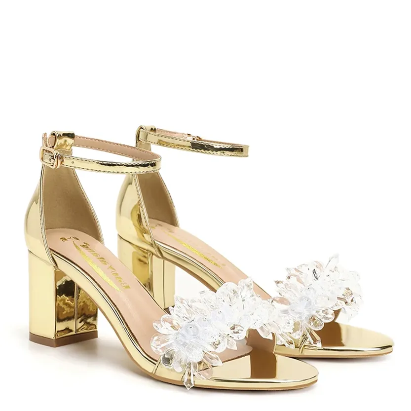 Funki Buys | Shoes | Women's Gold Silver Floral Bridal Sandals