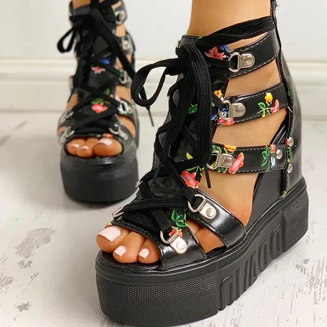 Funki Buys | Shoes | Women's Strappy Platform Wedge Shoes