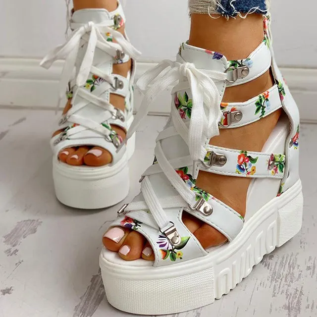 Funki Buys | Shoes | Women's Strappy Platform Wedge Shoes