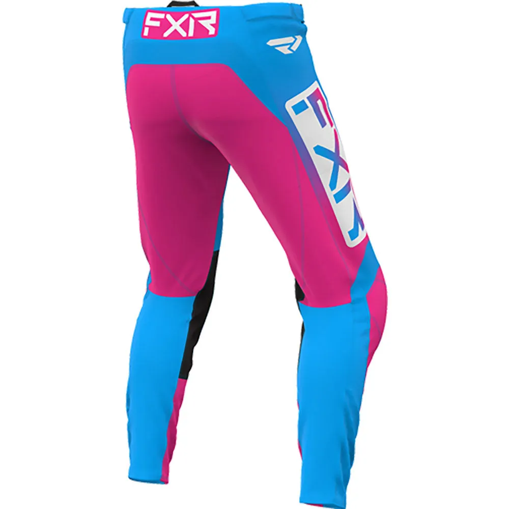 FXR  Youth Clutch MX Pant Durable Flexible Breathable Mesh Lining Cyan E-Pink
