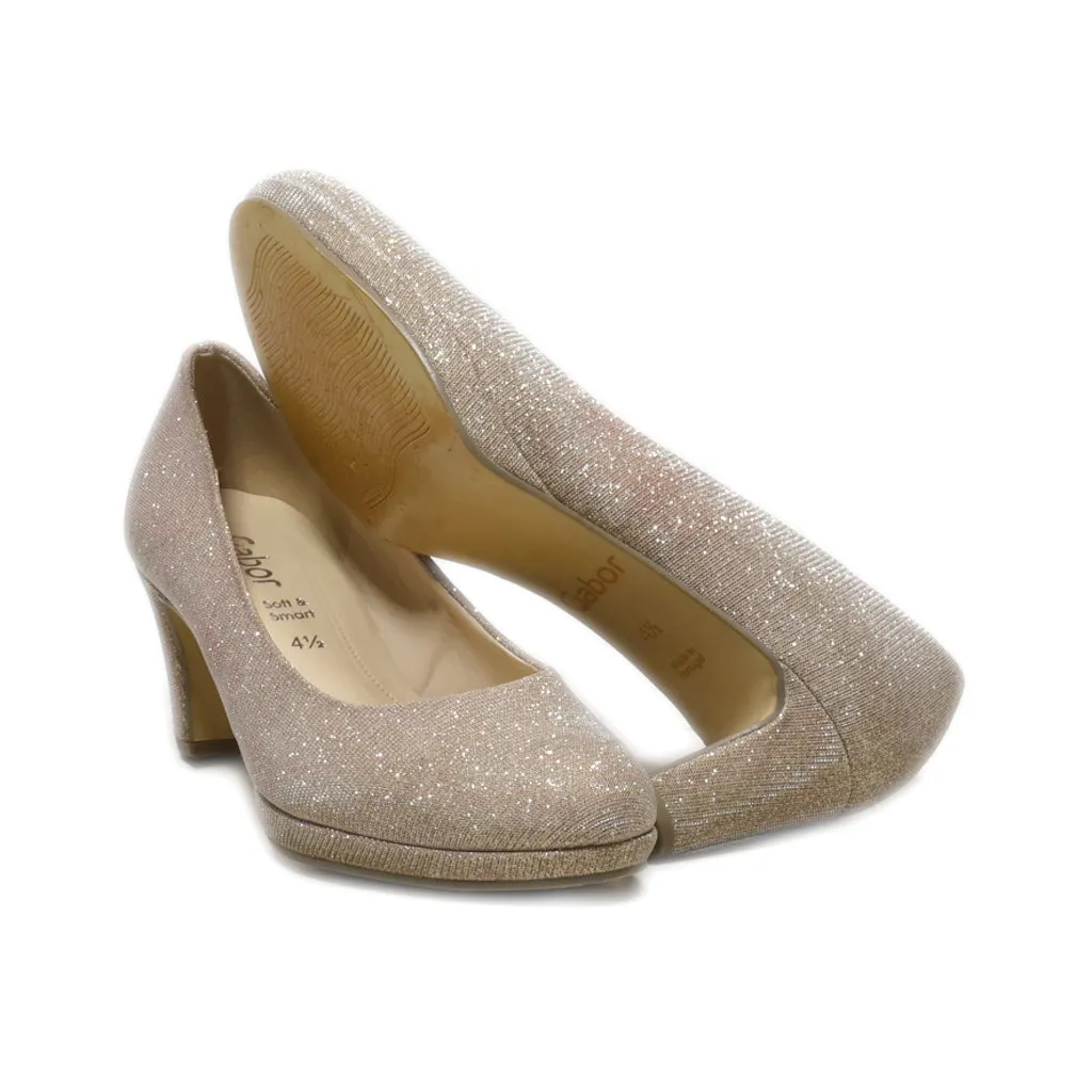 Gabor Mid-Heel Shoes Fabric Beige Colour For Women