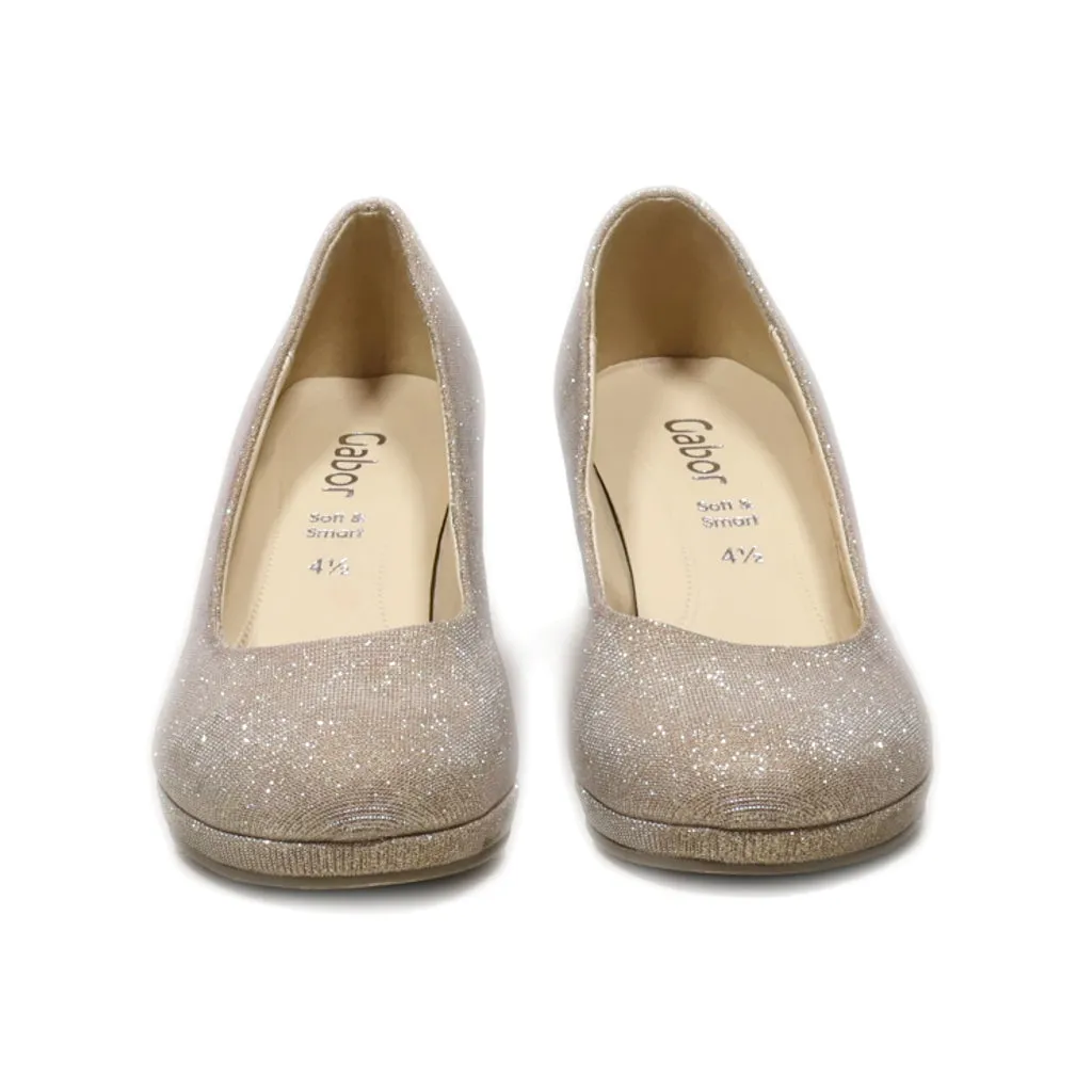 Gabor Mid-Heel Shoes Fabric Beige Colour For Women