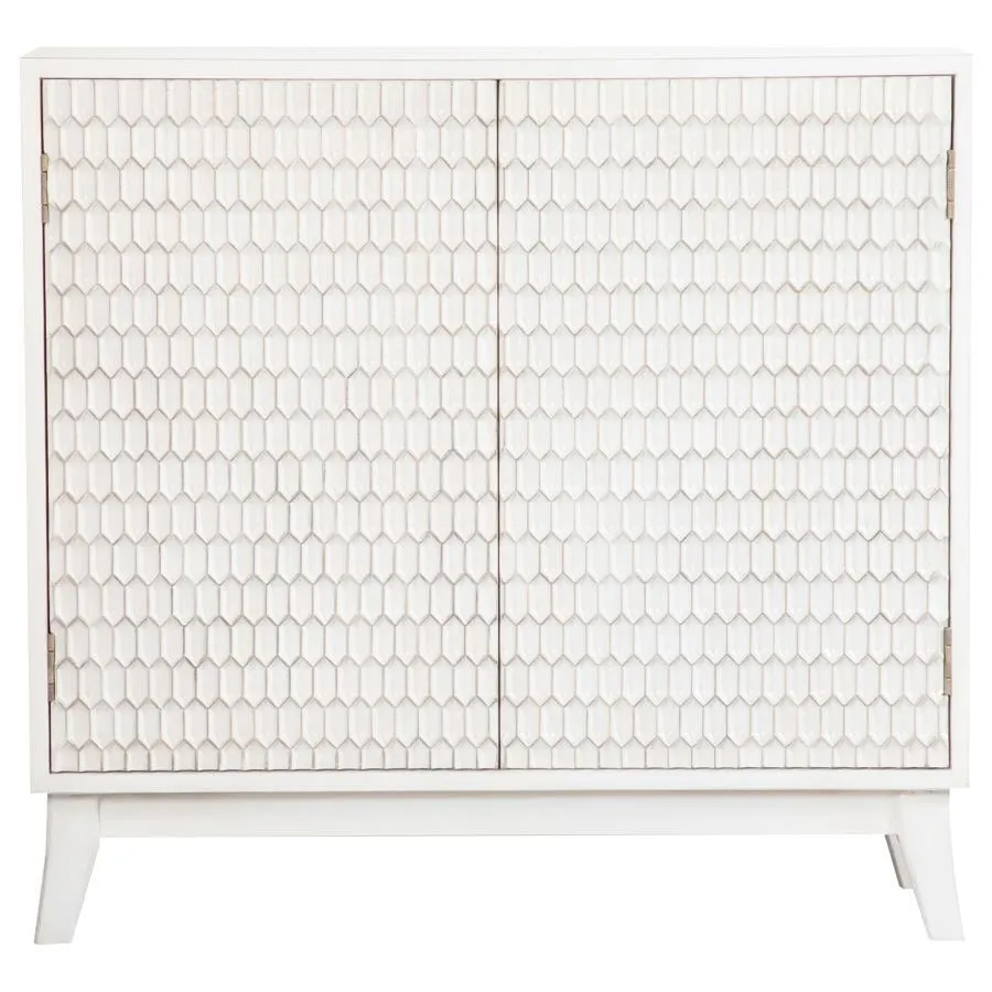 Gambon - 2 Door Wood Honeycomb Pattern Accent Cabinet - White