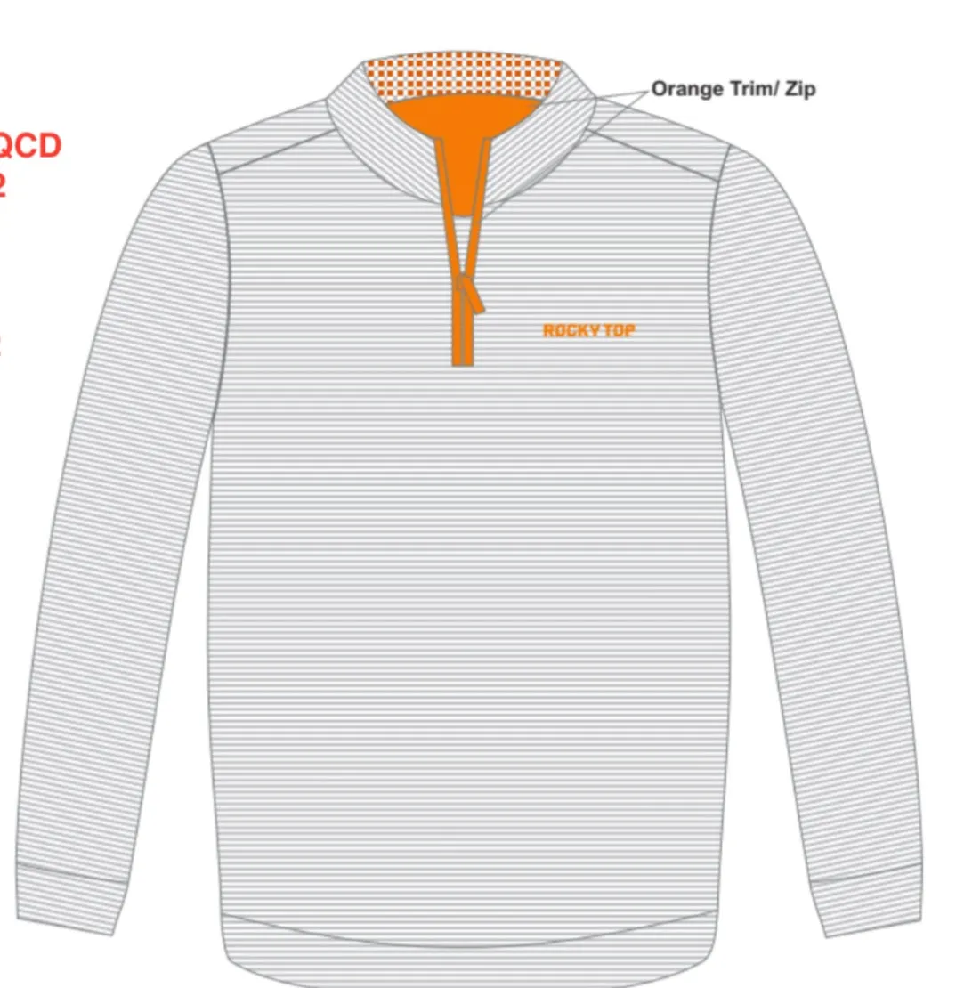 Game Day UT Rocky Top 1/4 Zip Grey Stripe