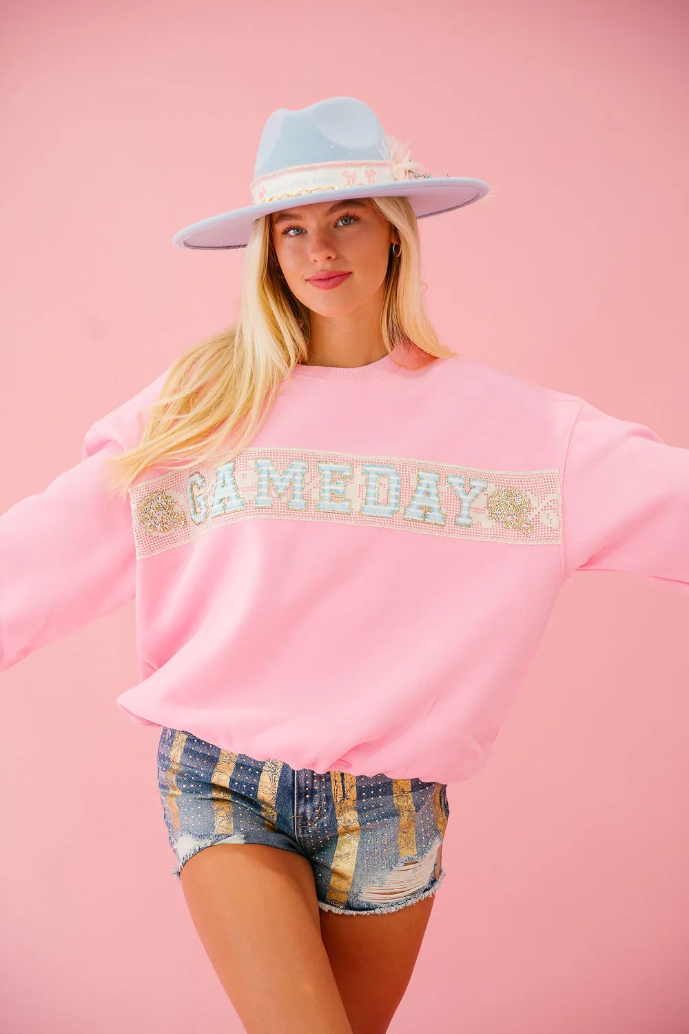 GAMEDAY PINK RIBBON PULLOVER