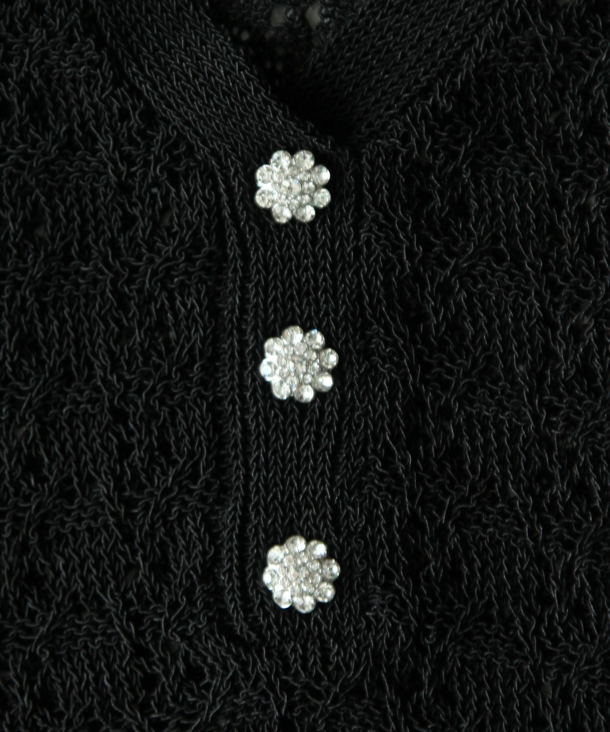 GANNI Shiny Pointelle Knit Short Sleeve Polo "BLACK"