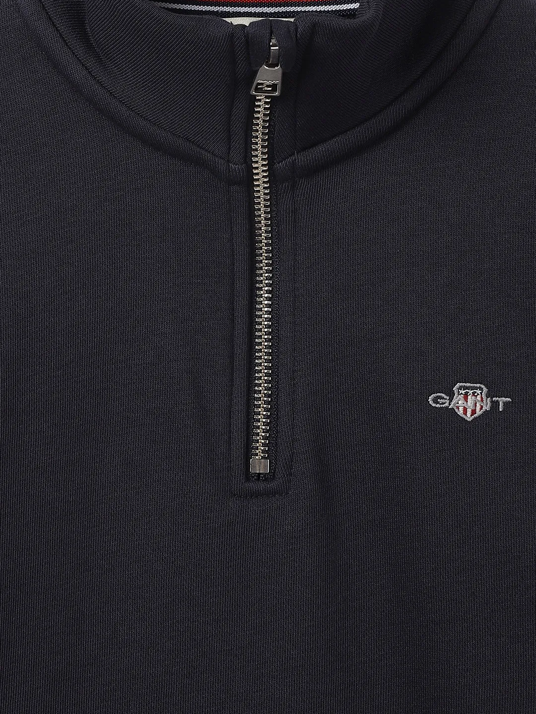 Gant Boys Blue Solid High Neck Full Sleeves Pullover Style Sweatshirt