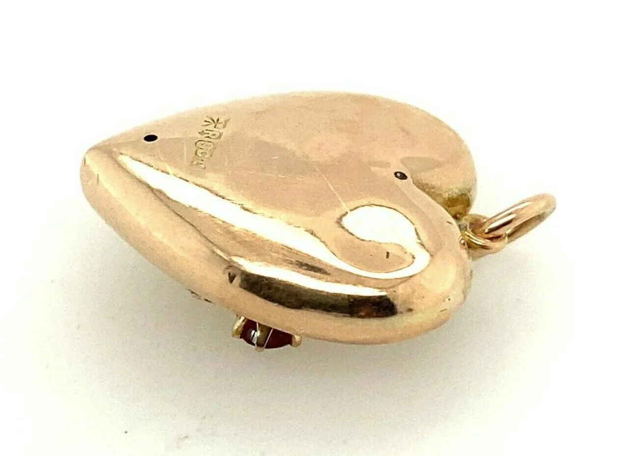 Garnet & Seed Pearl 9ct Yellow Gold Pendant Fine Vintage Jewellery