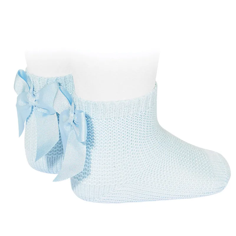 Garter Stitch Short Socks with Bow