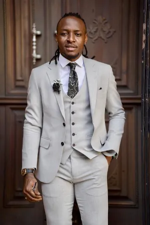 GentWith Sioux Light Gray Slim Fit Notch Lapel Suit - GENT WITH