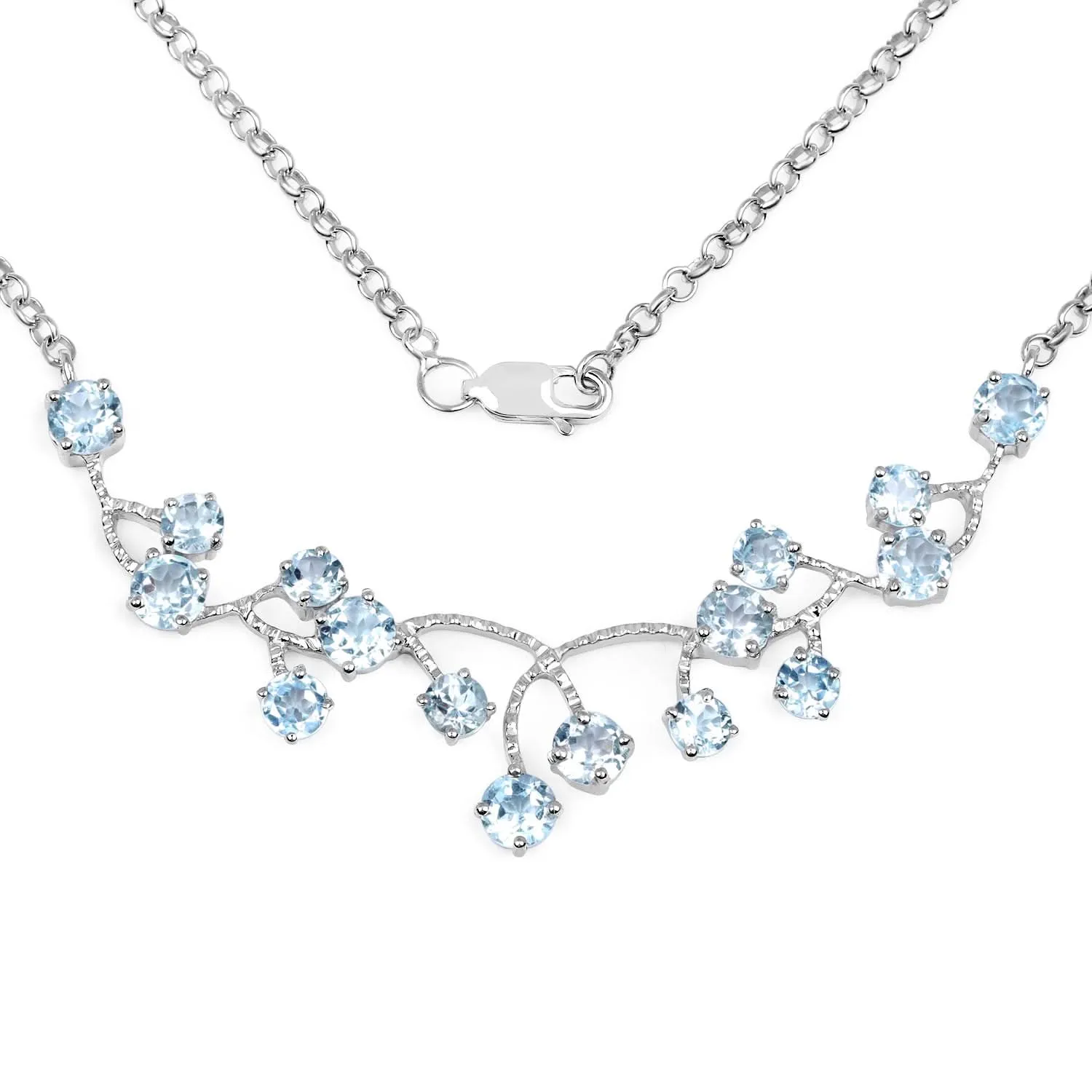 Genuine 7.36 Carat Blue Topaz .925 Sterling Silver Necklace