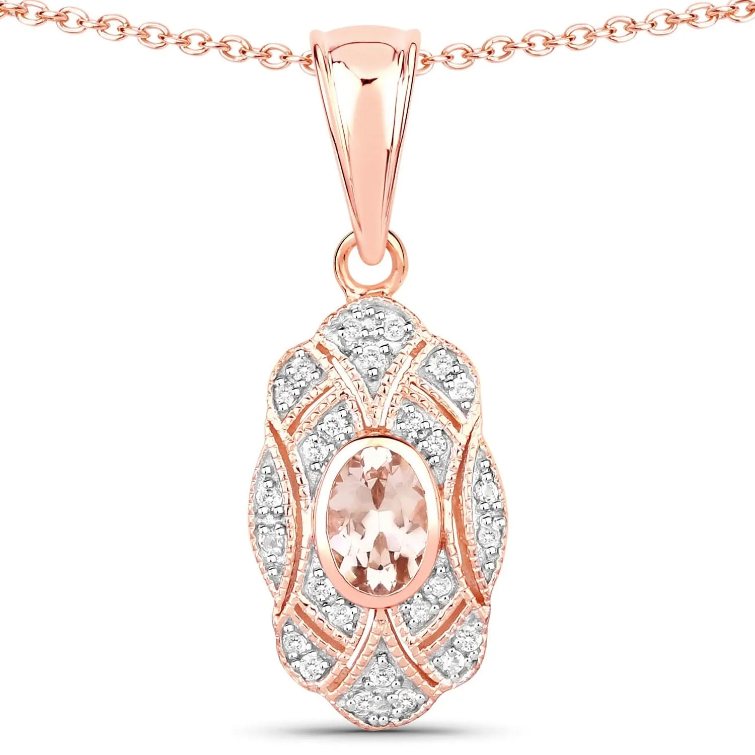 Genuine White Topaz Sterling Silver & Morganite Pendant