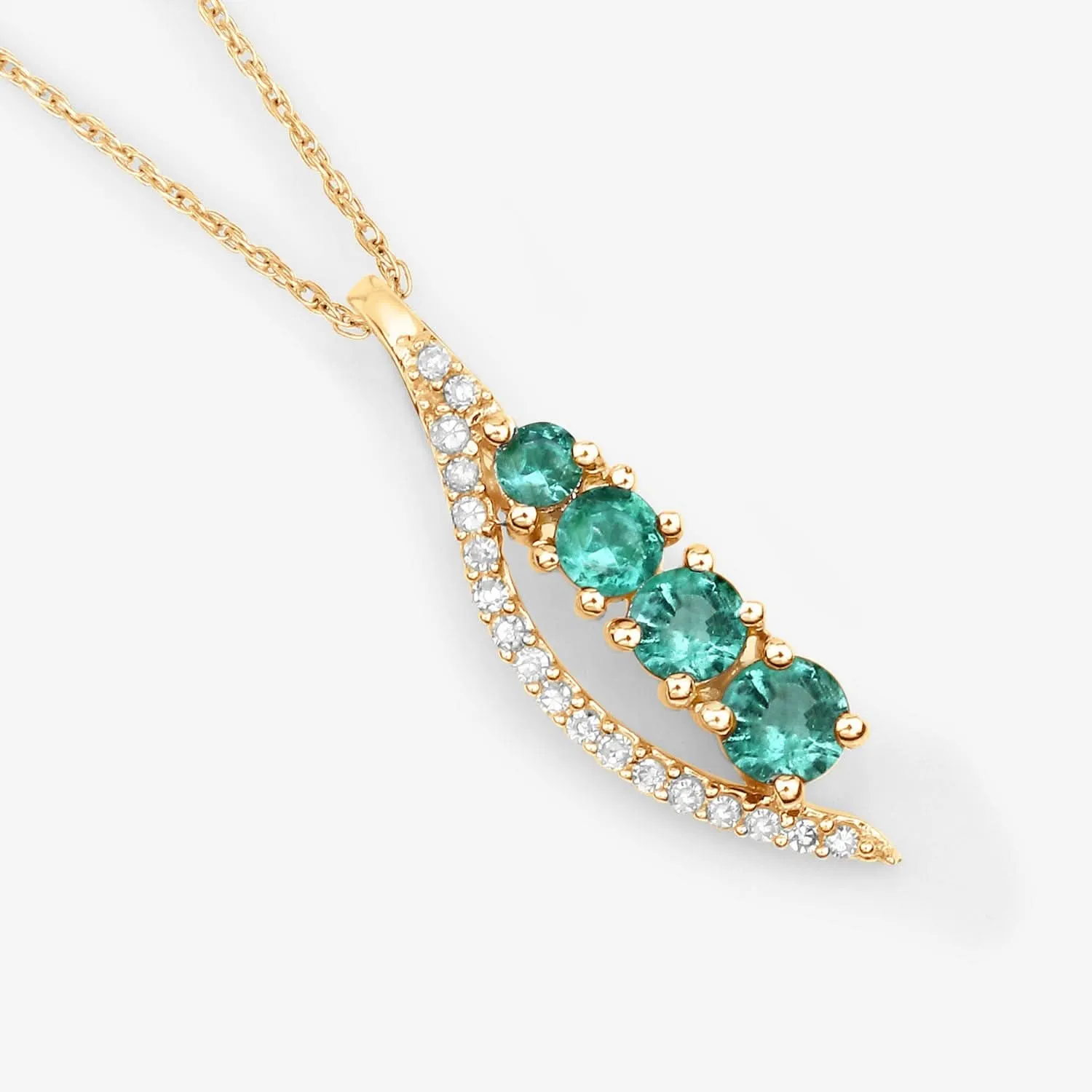 Genuine Zambian Emerald & White Diamond 14K Pendant