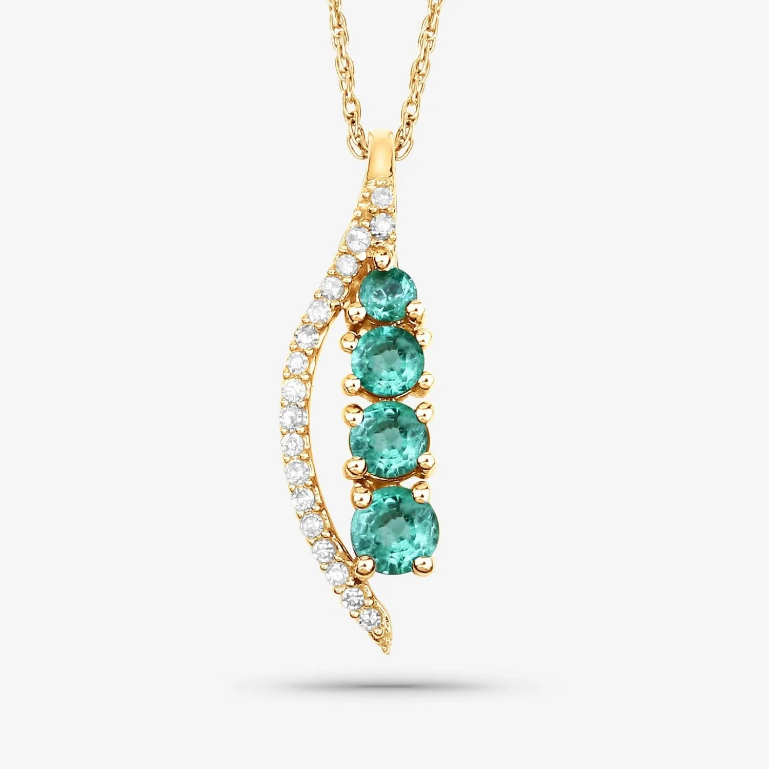 Genuine Zambian Emerald & White Diamond 14K Pendant