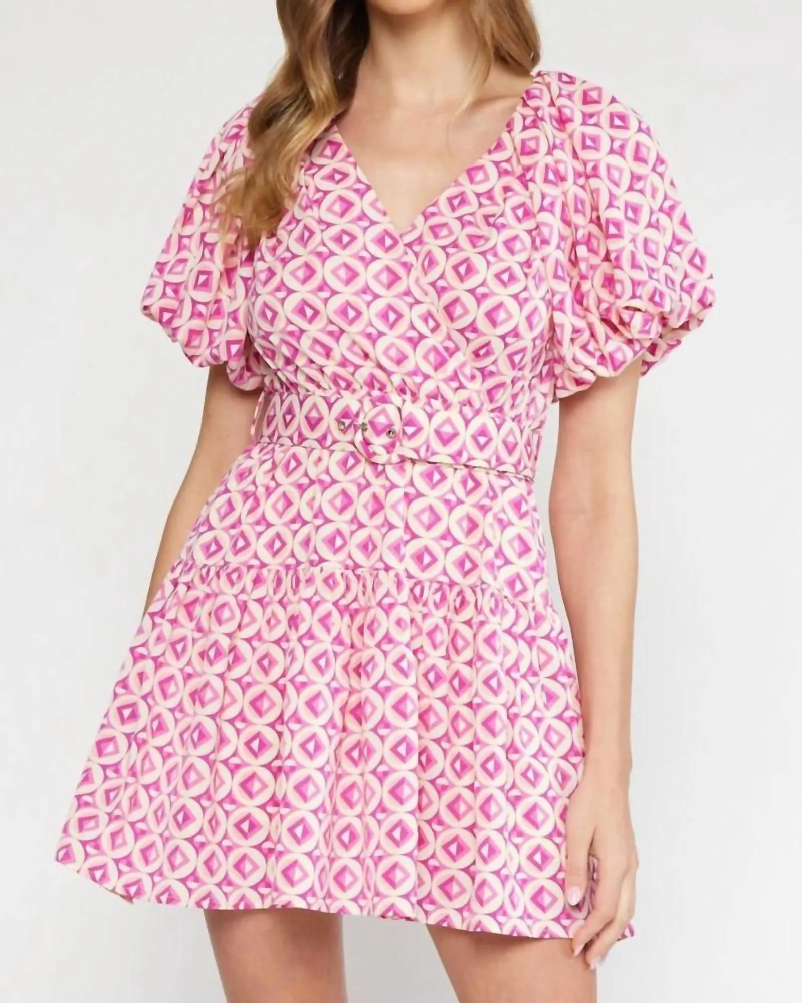 Geo Print Mini Dress in Multi | Multi
