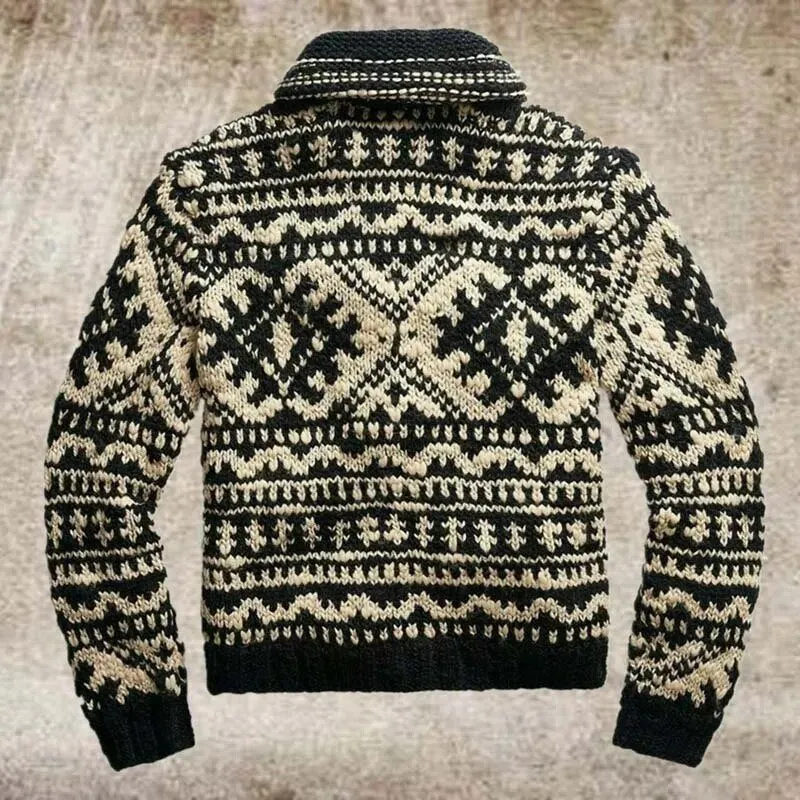 Geometric Pattern Zippered Cardigan