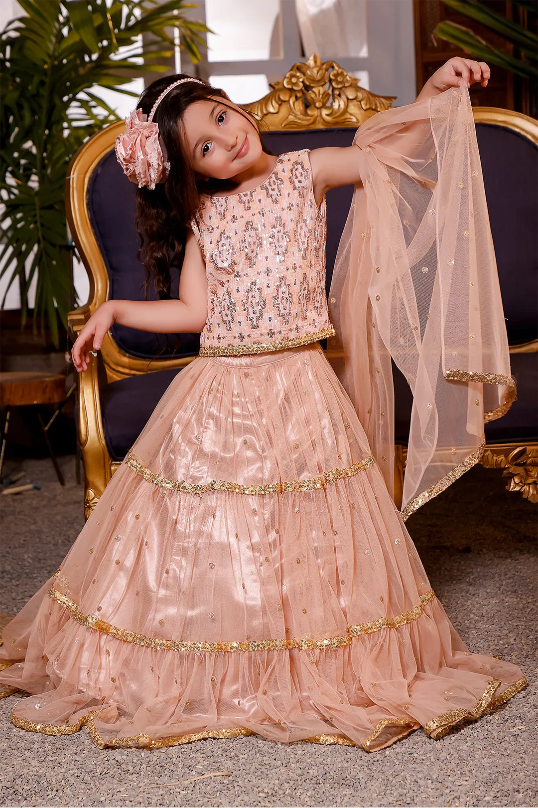 Geometric Textured Sequins Lehenga Choli | KAIRA | L3111