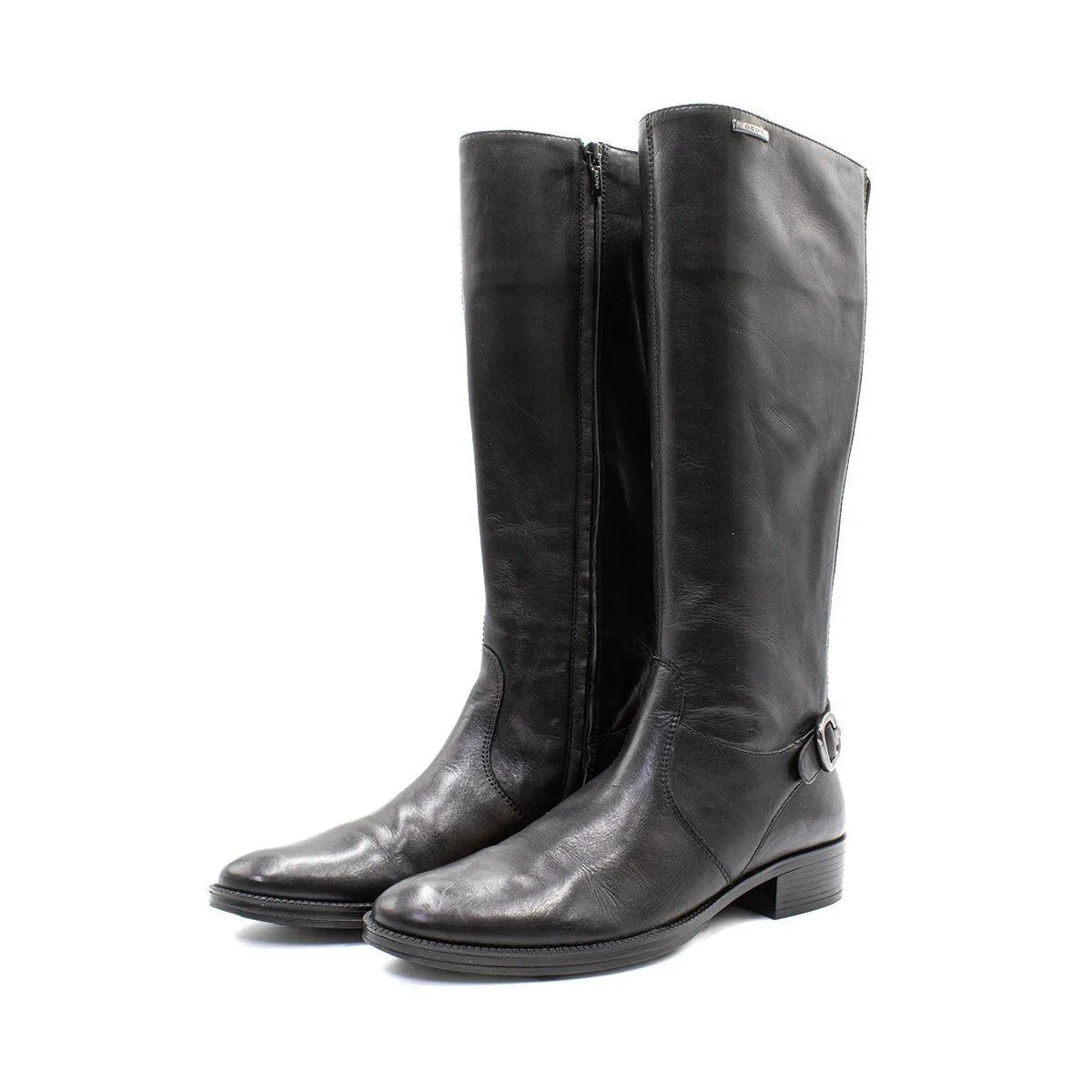 Geox D Mendi High Boots Leather Black Colour For Women