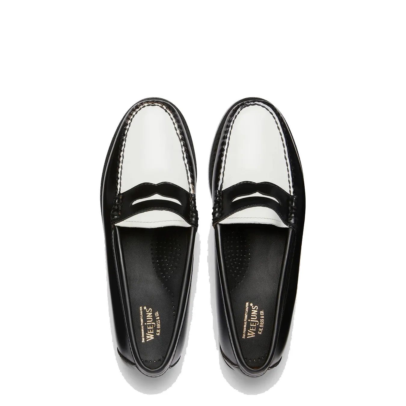 G.H.Bass Womens Bass Weejun Penny Loafer Black & White Leather