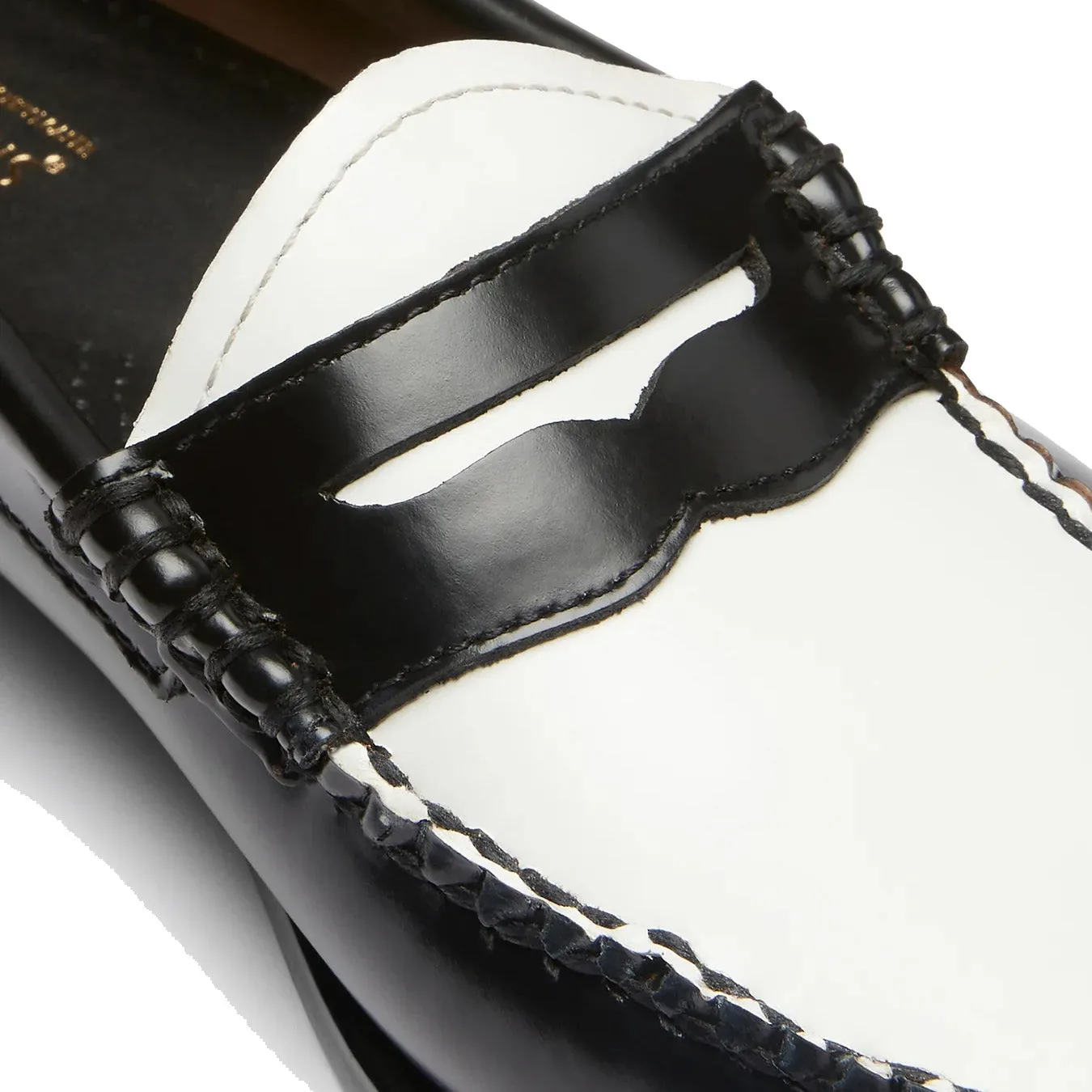 G.H.Bass Womens Bass Weejun Penny Loafer Black & White Leather