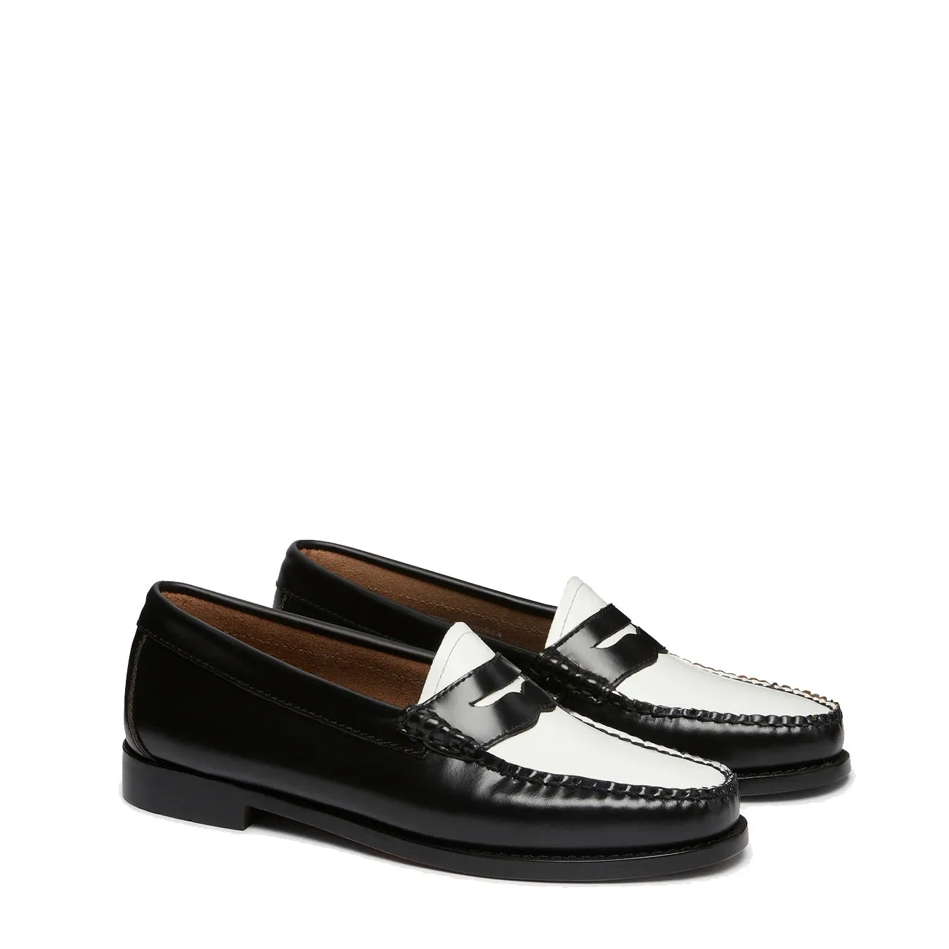 G.H.Bass Womens Bass Weejun Penny Loafer Black & White Leather