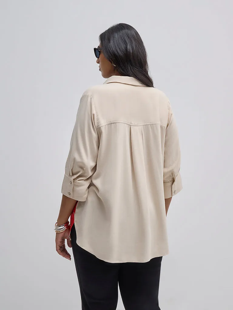 Gia Beige Floral Pattern Shirt