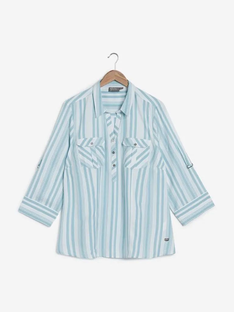 Gia Curves White Stripe Patterned Shirt