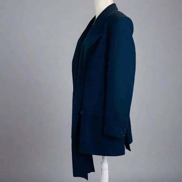 Gianfranco Ferre Wool Navy and Black Blazer with Elongated Lapel